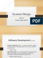 Systems Design: MIS 450 Systems Analysis Review