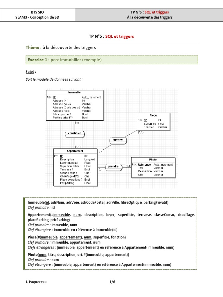SQL et Triggers : Guide Pratique BTS SIO | PDF | Données informatiques ...
