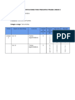 Tabla de Especificaciones 7°