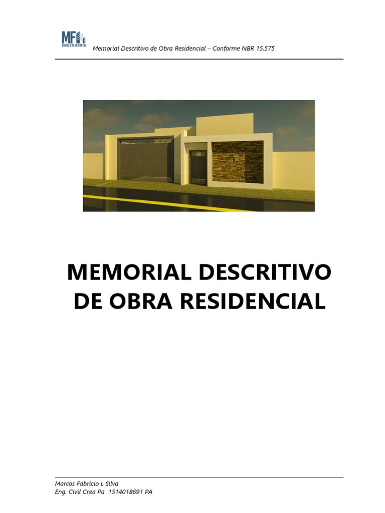 Memorial Descritivo Residencial - Mestre Da Obra Ricardo Glins | PDF ...