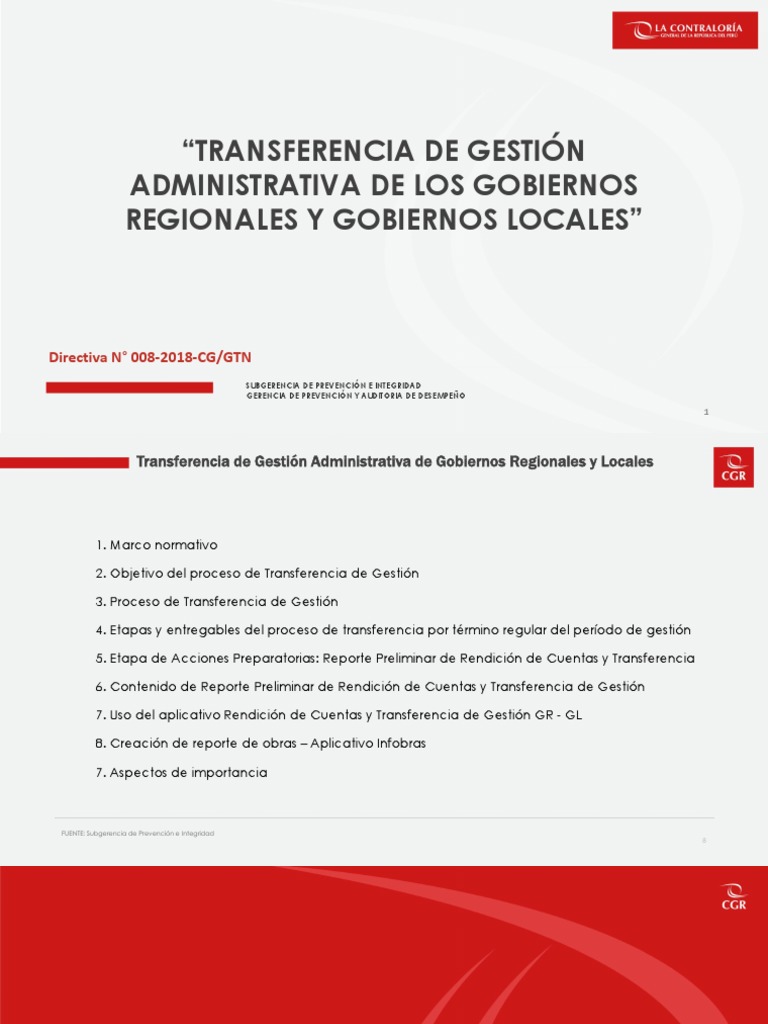 Transferencia de Gestión en Gobiernos Locales | PDF | Presupuesto ...