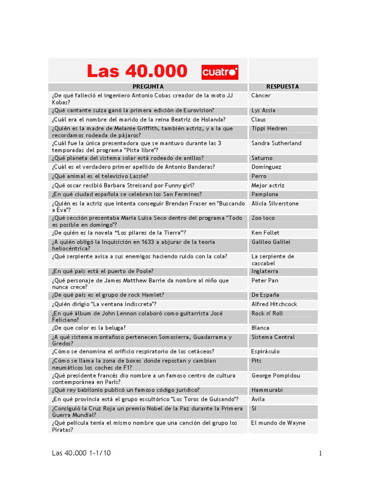 Las 40000 Preguntas Del Gran Quiz-Para Vagos PDF España