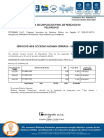 Constancia de Disposición Final de Residuos No Peligrosos