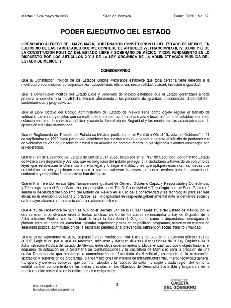 Reglamento de Tránsito del Estado de México PDF Licencia de