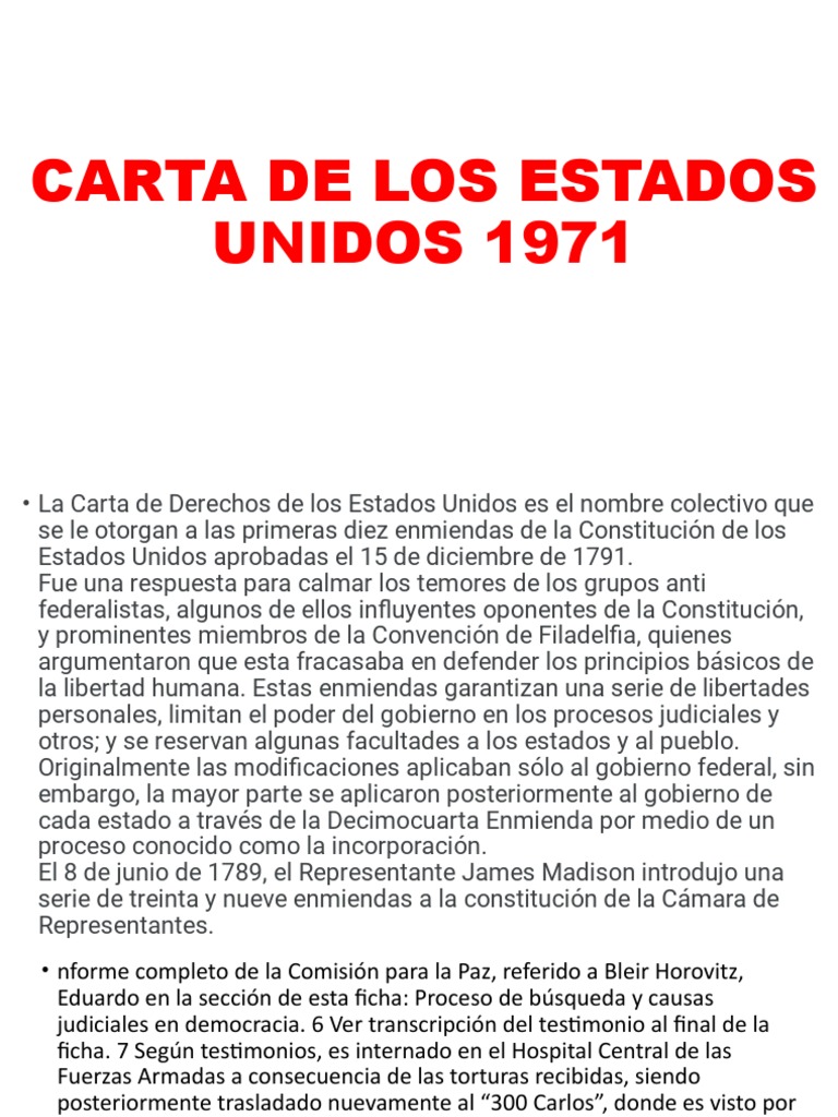 Carta de Los Estados Unidos 1971 (Autoguardado) | PDF | Convenio ...