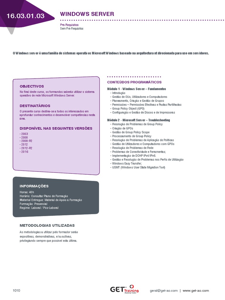 Curso de Windows Server: Fundamentos e Troubleshooting | PDF ...