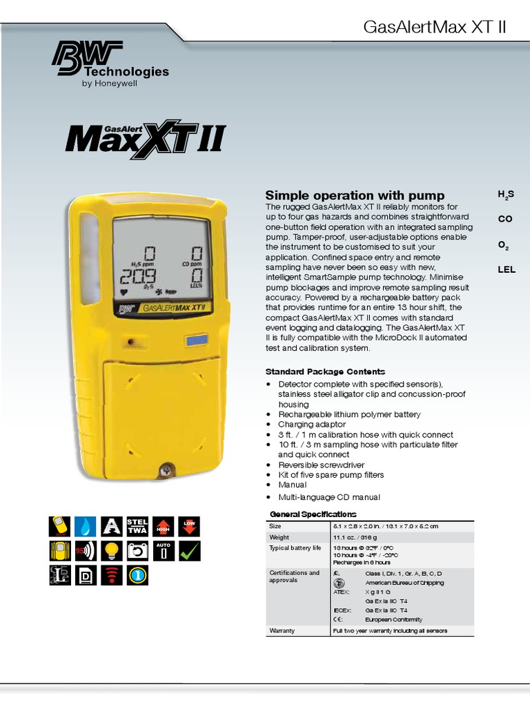 Gasalertmax XT Ii Simple Operation With Pump PDF Rechargeable Battery Manufactured Goods