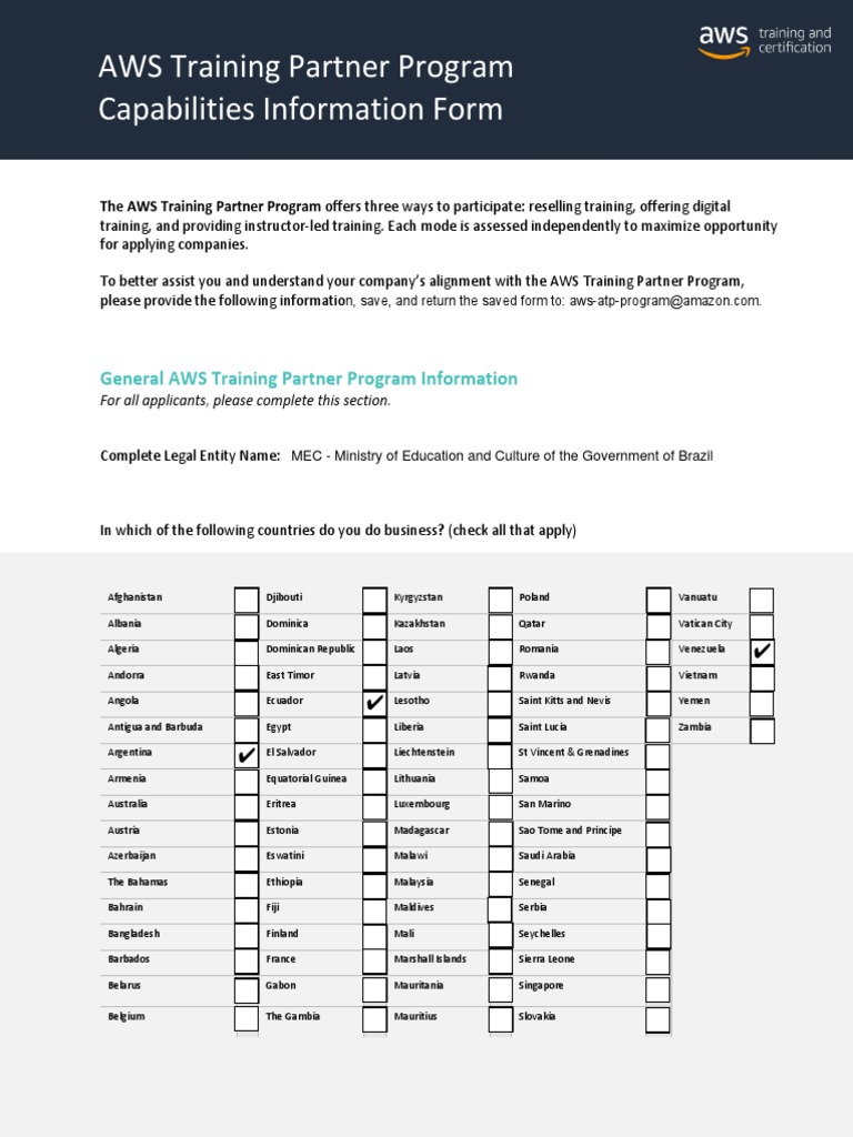 AWS Training Partner Program Form | PDF | Cloud Computing | Amazon Web ...