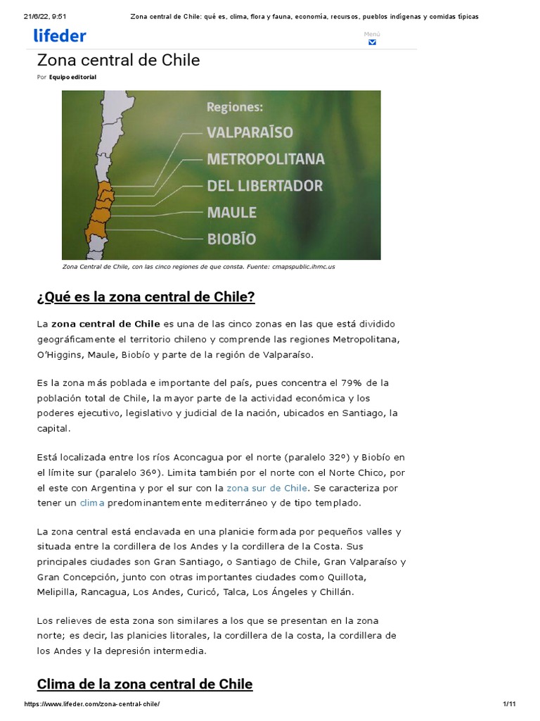 Clima y características de la zona central de Chile | PDF | Clima ...
