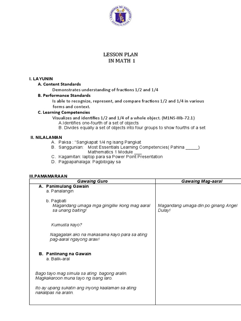 LESSON PLAN IN Math Quarter 3 | PDF