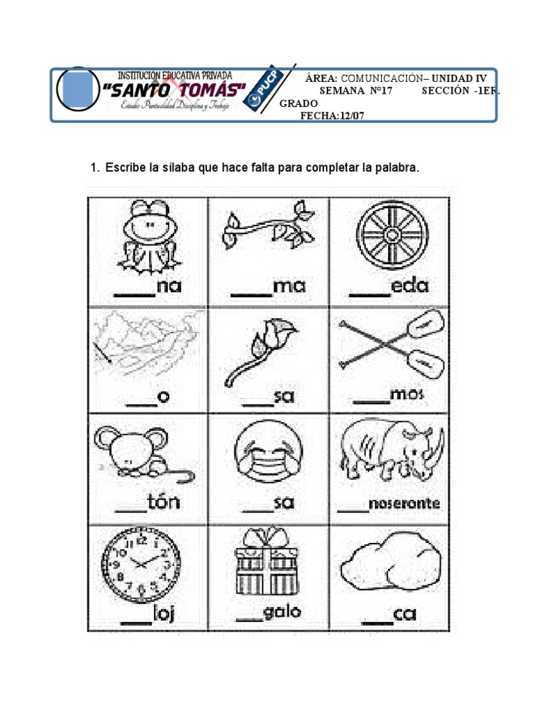 Fichas de Actividades para Primer Grado | PDF | Artes del Lenguaje y ...