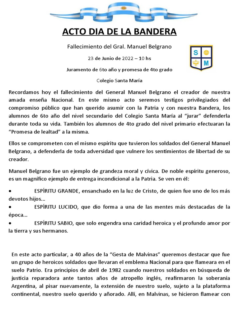 Acto de Juramento y Promesa a la Bandera | PDF | Historia