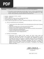 Cs Form No. 212 Attachment - Work Experience Sheet