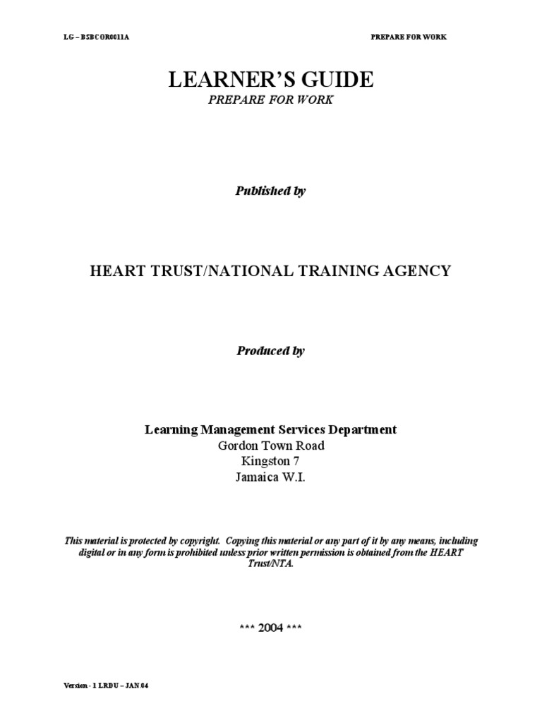 Learner'S Guide Heart Trust/National Training Agency PDF Competence (Human Resources