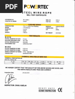 POWERTEC STEEL WIRE ROPE CERTIFICATE 6x12+7FC - 8mm | PDF