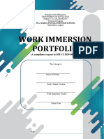 Work Immersion Portfolio: (A Compliance Report To DM-CI-2020-00085)