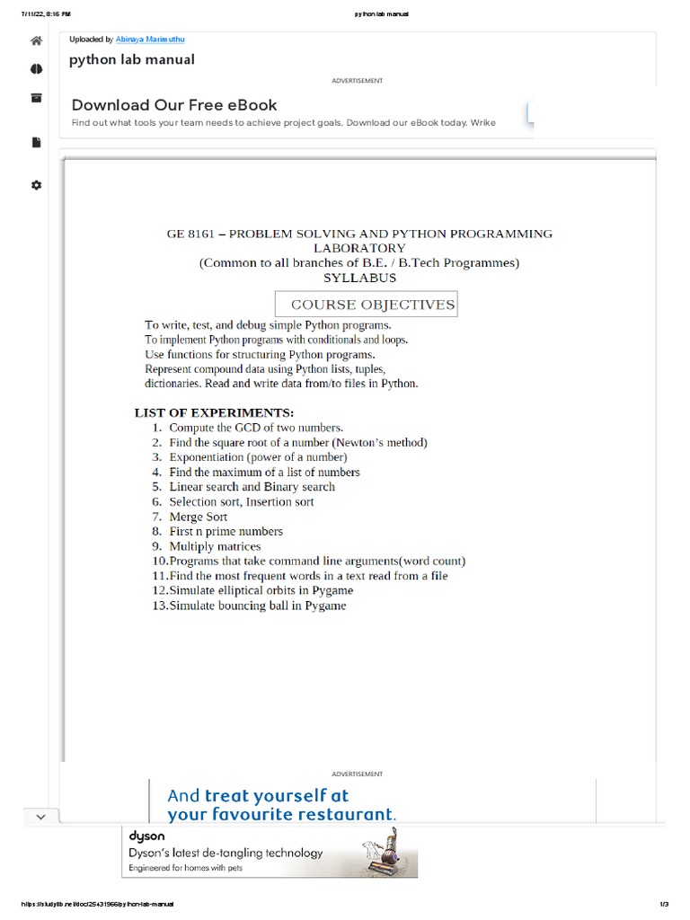 python lab manual | PDF | Computing