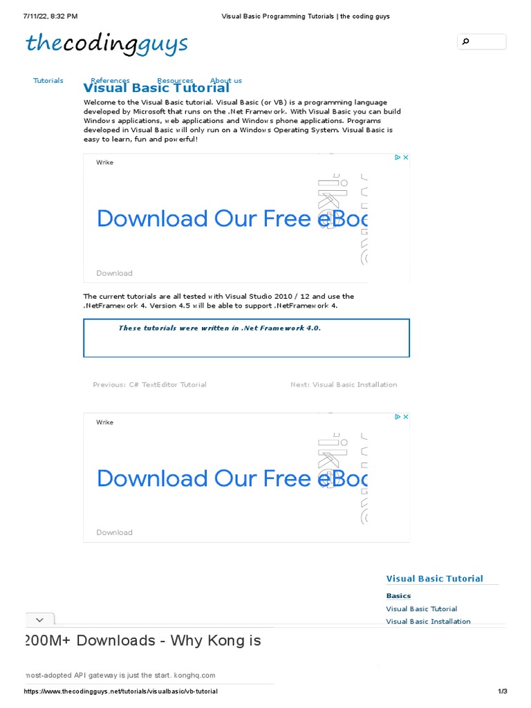 Our Free Ebook: Visual Basic Tutorial | PDF | Visual Basic .Net ...
