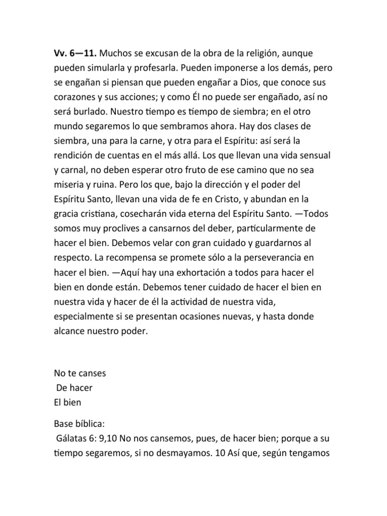 gálatas capítulo 6 versículo 9 y 10