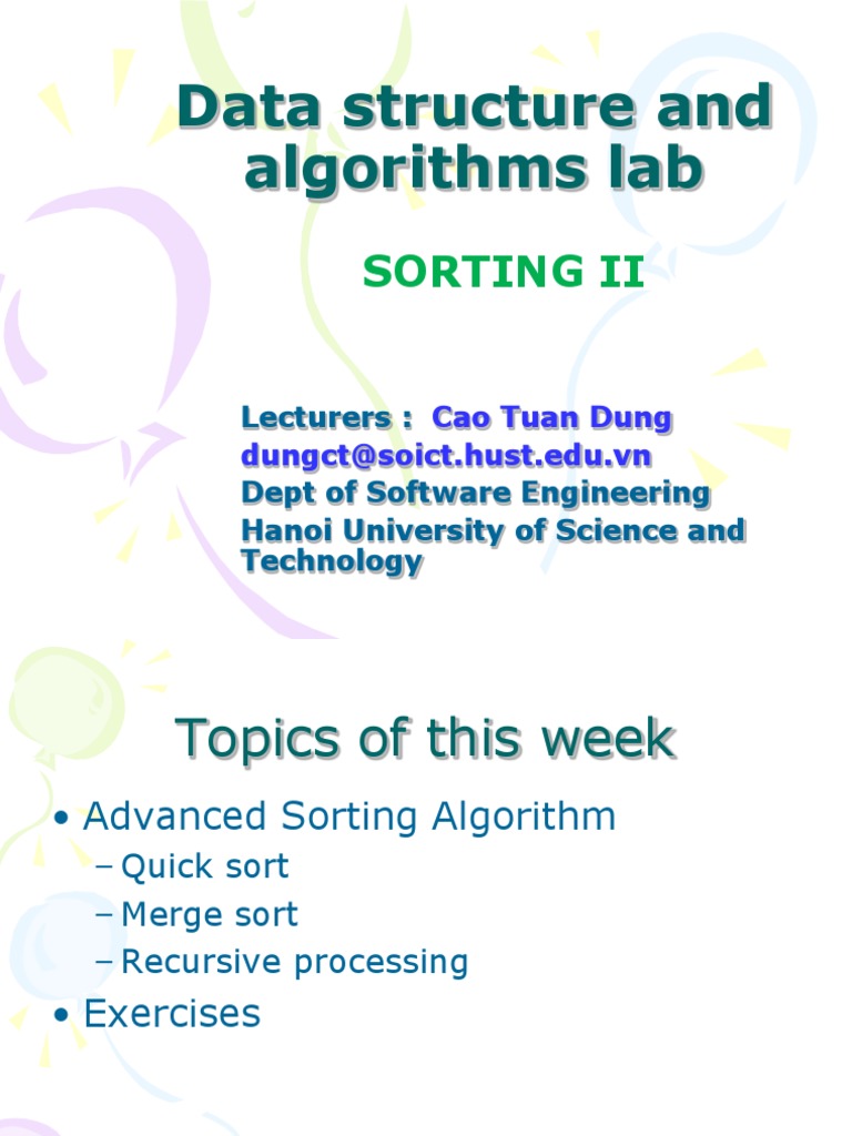 Data Structure and Algorithms Lab: Sorting Ii | PDF | Parameter ...