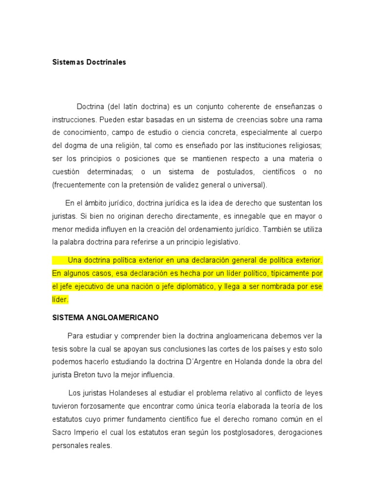 Sistema Doctrinales | PDF | Doctrina | Ley internacional