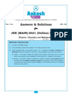Answers & Solutions: For For For For For JEE (MAIN) - 2021 (Online) Phase-4