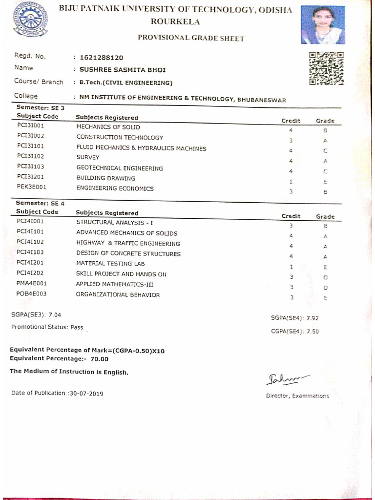 B tech Certificate PDF