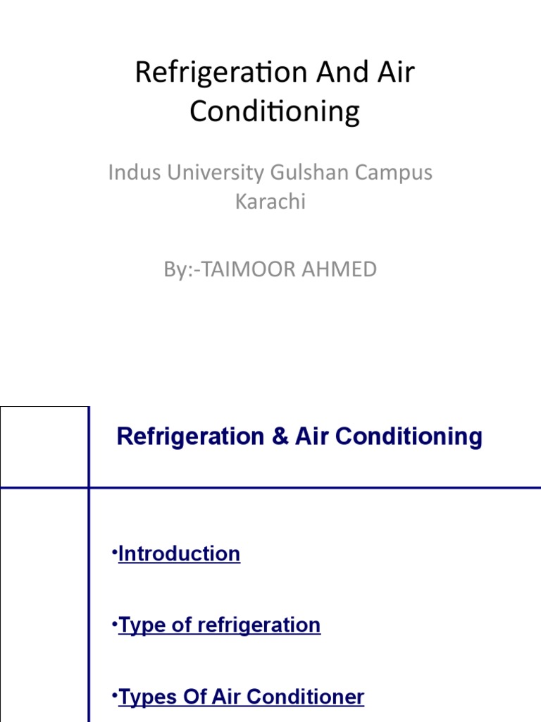 Refrigeration and Air Conditioning Indus University Gulshan Campus