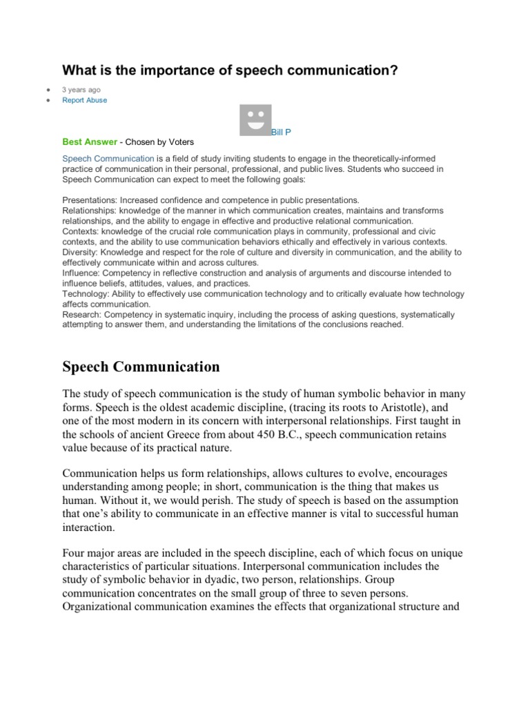 What is the Importance of Speech Communication Public Speaking