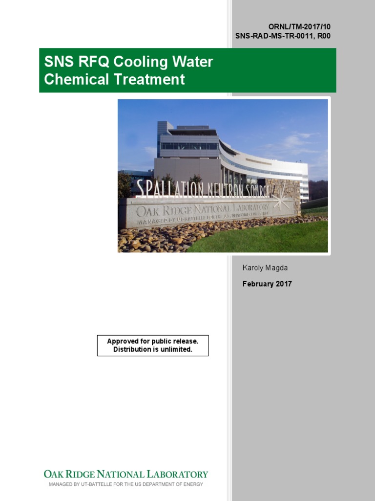 SNS RFQ Cooling Water Chemical Treatment ORNL/TM2017/10 SNSRADMSTR