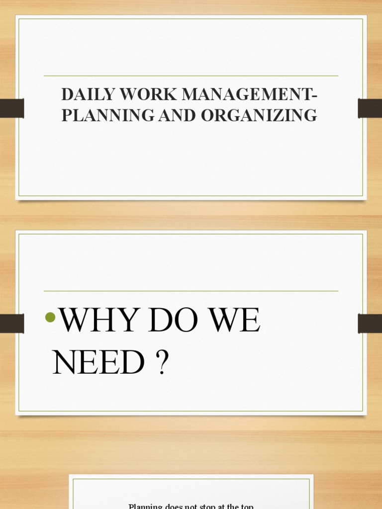 Daily Work Management Planning and Organizing PDF