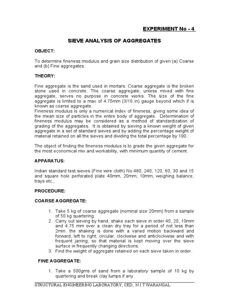 Sieve Analysis of Aggregates | PDF | Concrete | Construction Aggregate
