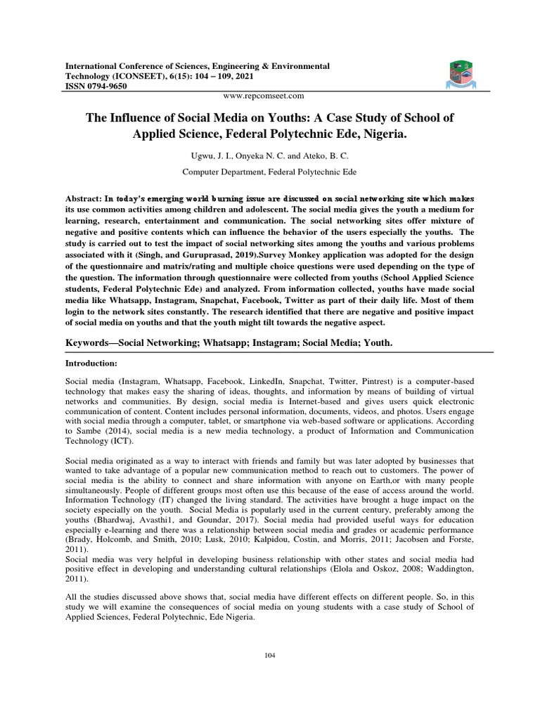 15 - UGWU - Et Al - THE INFLUENCE OF SOCIAL MEDIA ON YOUTHS A CASE ...