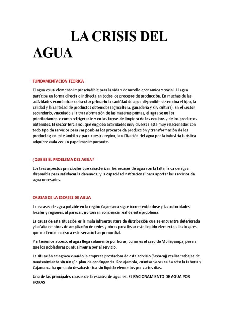 Causas de la Crisis Hídrica en Cajamarca | PDF | Agua | Escasez de agua