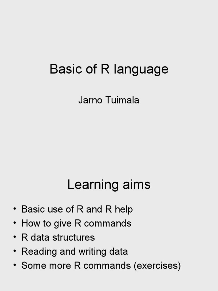 R Language Basics by Jarno Tuimala | PDF | Software | Information Age
