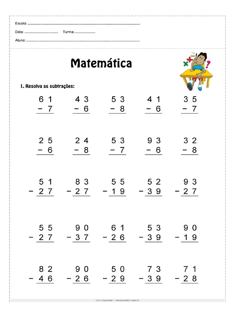 Atividade de Matematica 4 Ano Resolva 1 | PDF