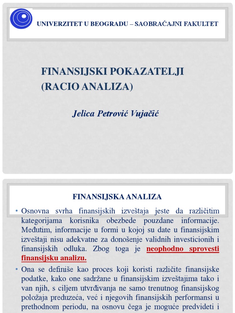 Finansijski Pokazatelji - Racio Analiza | PDF