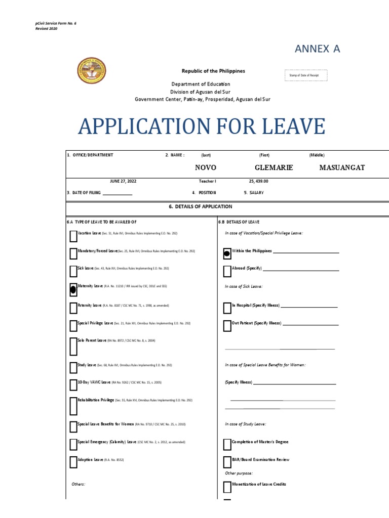 Civil Service Leave Application Guide | PDF | Physician | Physical Therapy