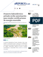 Proyecto Hidroeléctrico Privado Recibe Autorización para Vender Certificaciones de Energía Renovable