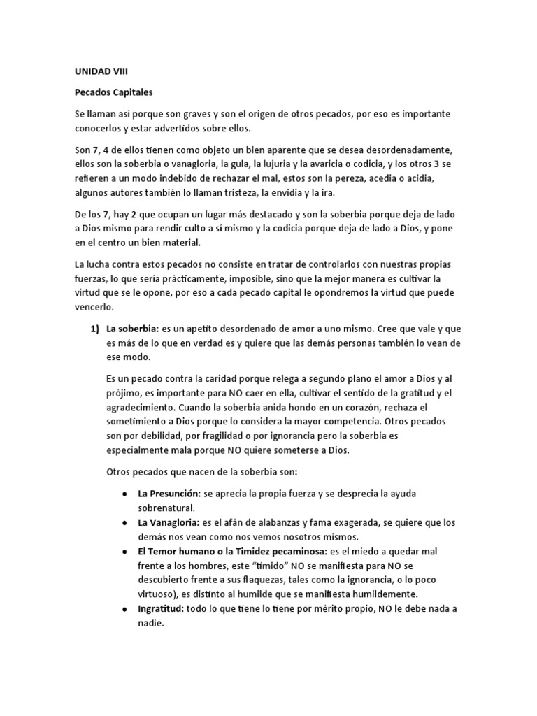 Los 7 Pecados Capitales y sus Virtudes | PDF | Siete pecados capitales ...