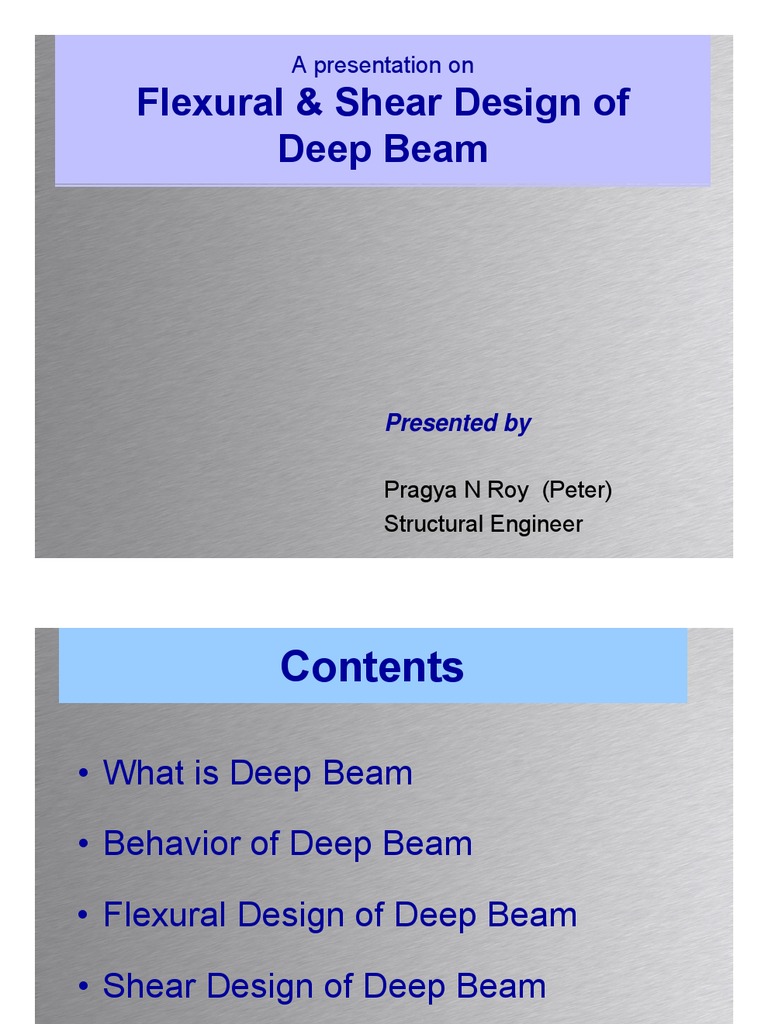 Deep Beam Design: Flexure & Shear Analysis | PDF | Bending | Stress ...