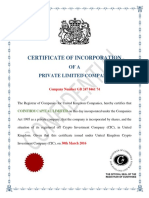 Certificate of Incorporation: OFA Private Limited Company
