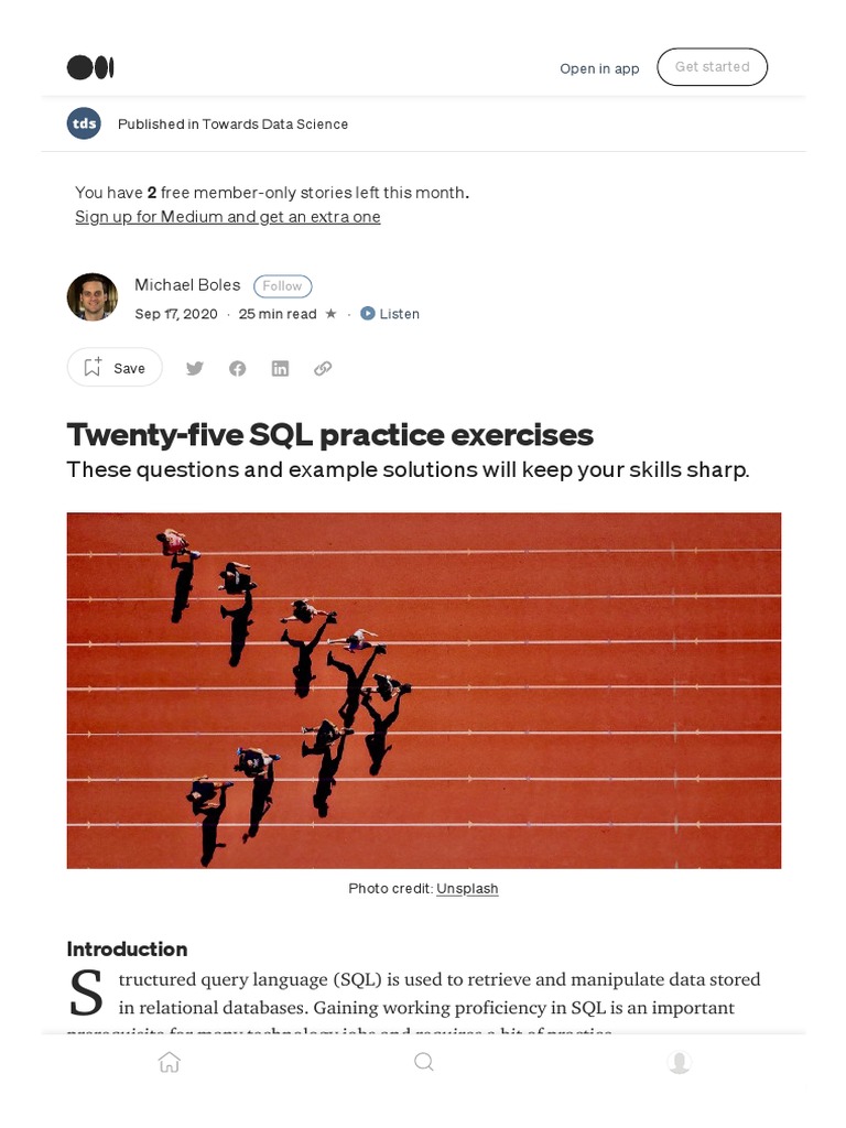Twenty-Five SQL Practice Exercises: These Questions and Example ...