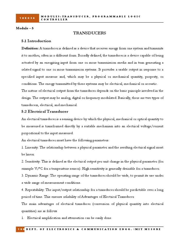 Understanding Electrical Transducers | PDF | Programmable Logic ...