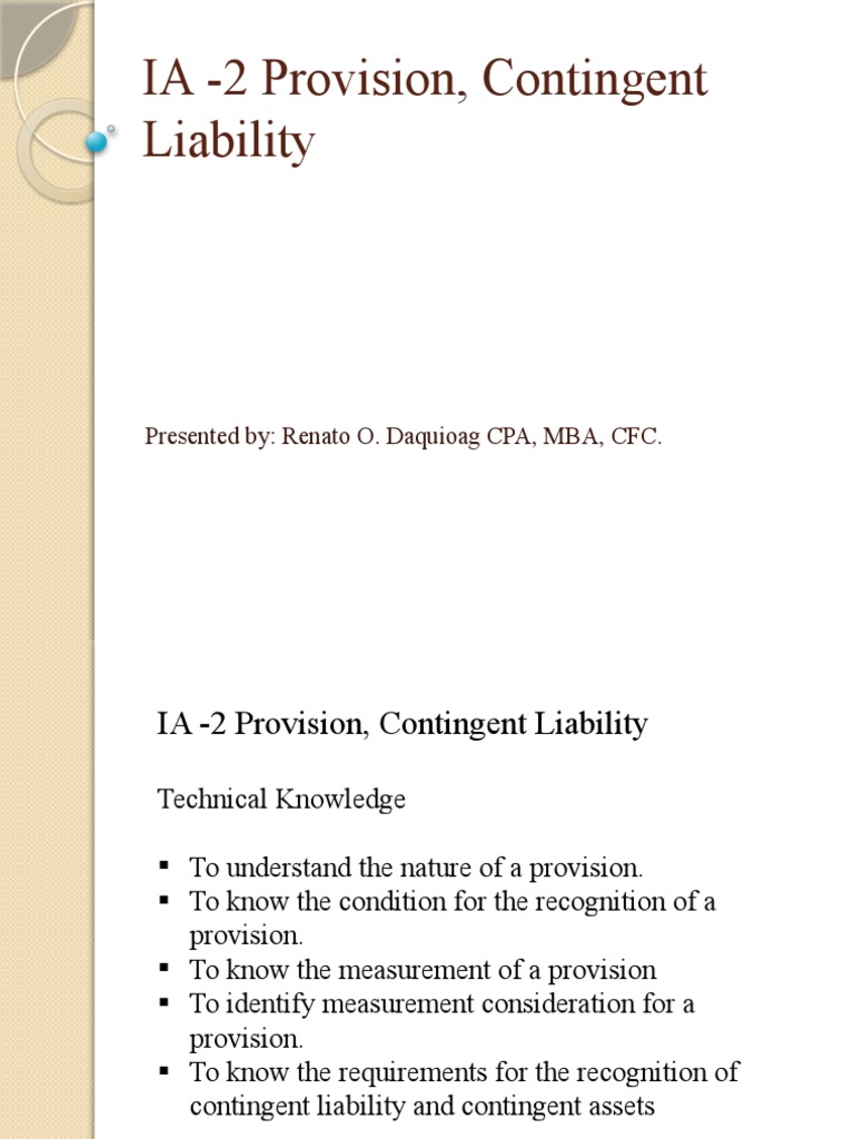Provisions and Contingent Liabilities Explained | PDF | Liability ...
