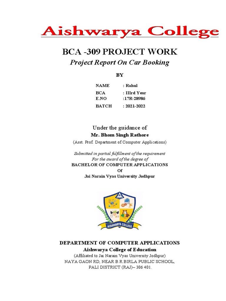 Car Booking Project Report - BCA 2022 | PDF | World Wide Web | Internet ...