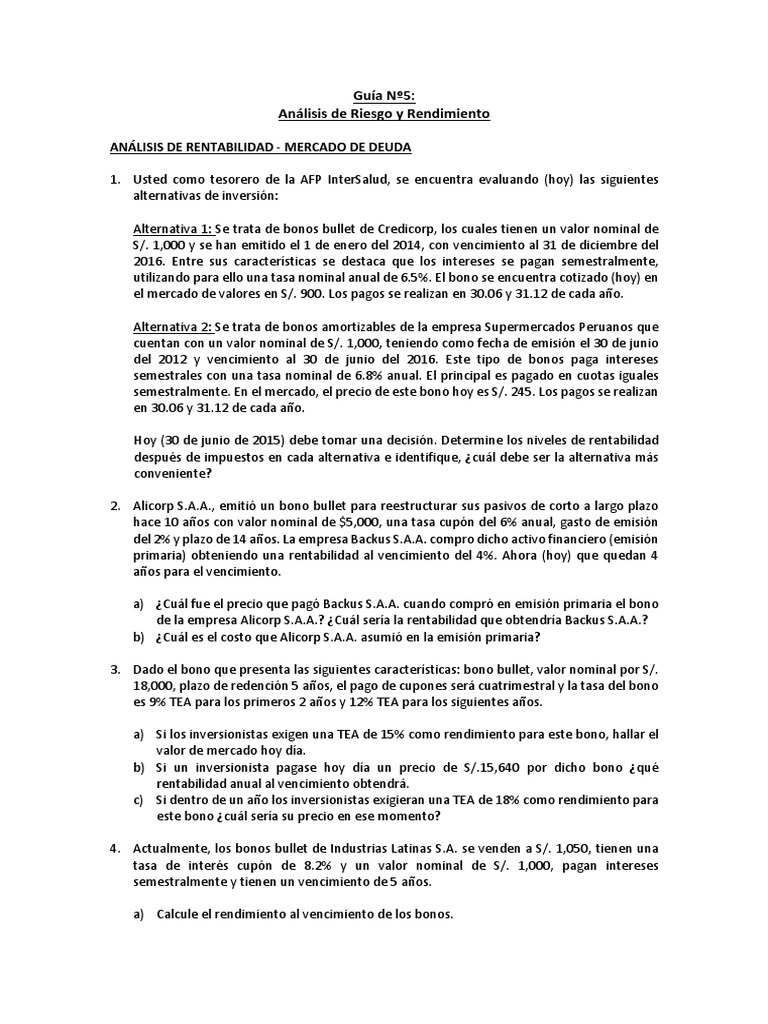 Análisis de Rentabilidad y Riesgo en Inversiones | PDF | Compartir ...