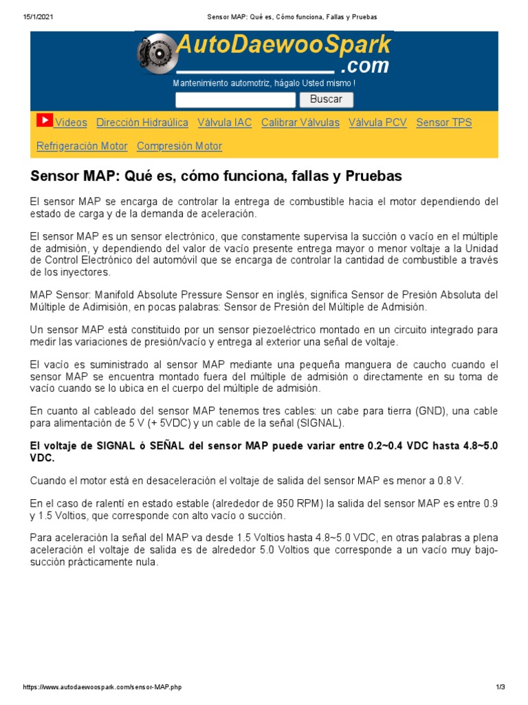 Sensor MAP Qué Es, Cómo Funciona, Fallas y Pruebas Download Free