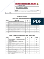 Department of Mba: II - Iii Sem 2021-22 Business Ethics and Corporate Governance (20Mb302)