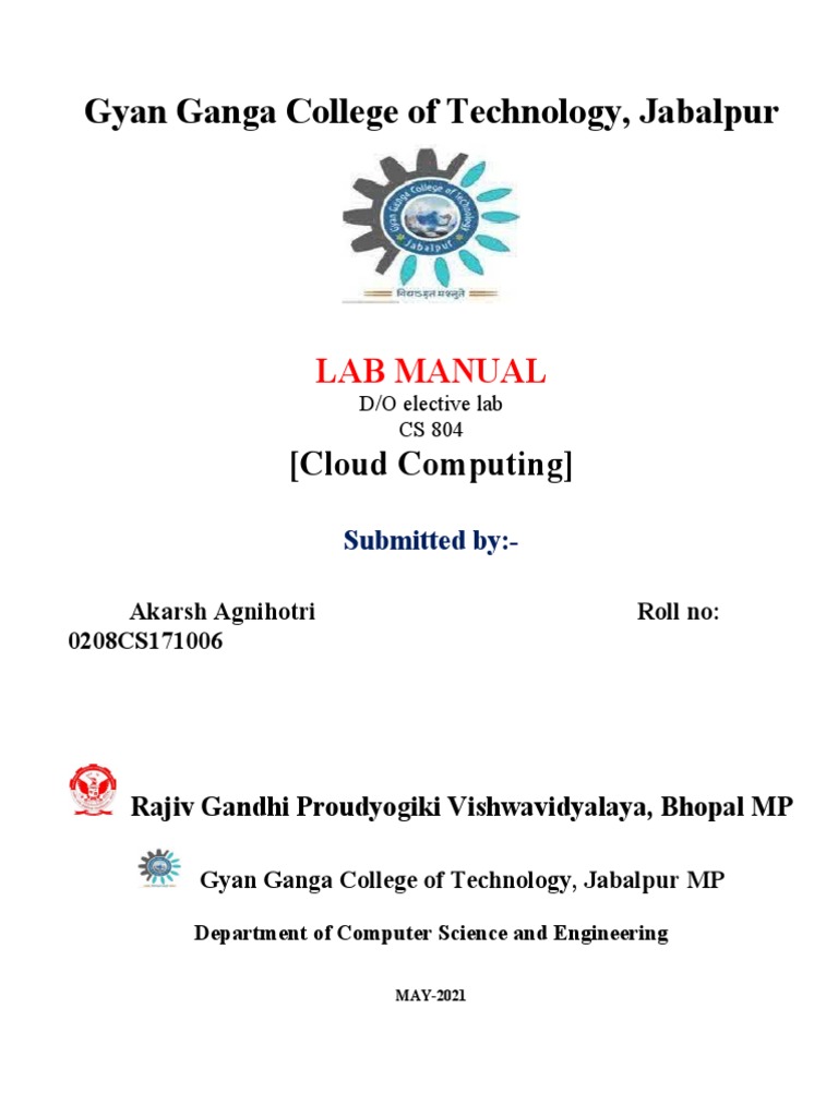 Cloud Computing Lab Manual PDF  Application Cloud Computing